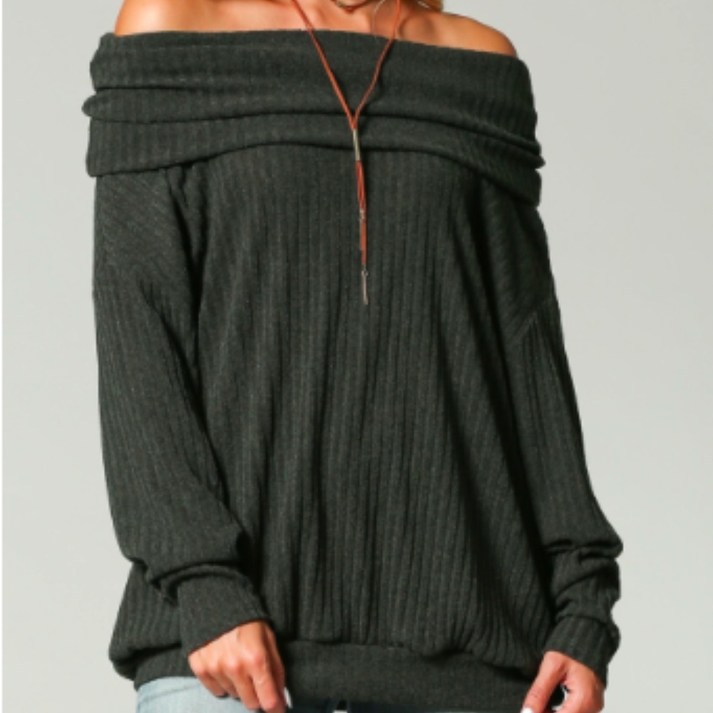 OLIVE GREEN COWL NECK SWEATER